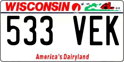 WI license plate 533VEK