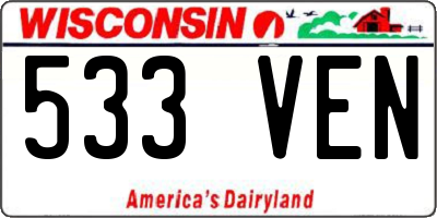 WI license plate 533VEN