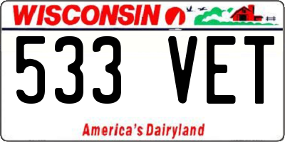 WI license plate 533VET