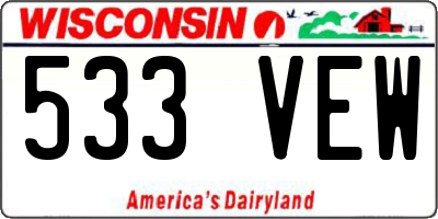WI license plate 533VEW