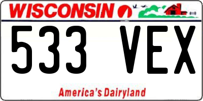 WI license plate 533VEX