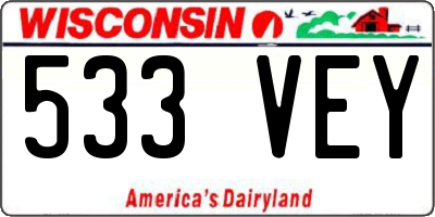 WI license plate 533VEY