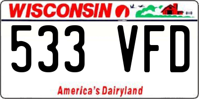WI license plate 533VFD