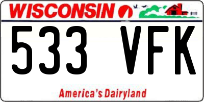 WI license plate 533VFK