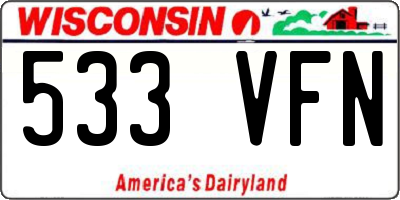 WI license plate 533VFN