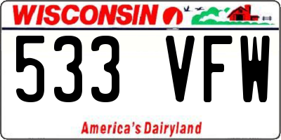 WI license plate 533VFW