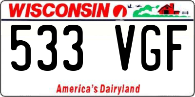 WI license plate 533VGF