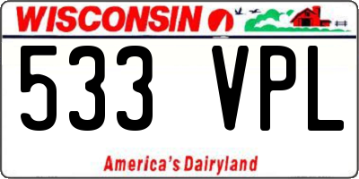 WI license plate 533VPL