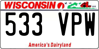 WI license plate 533VPW