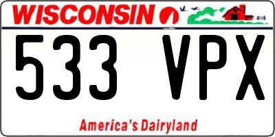 WI license plate 533VPX