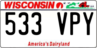 WI license plate 533VPY