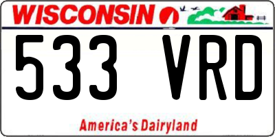 WI license plate 533VRD