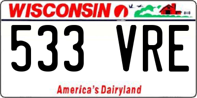 WI license plate 533VRE