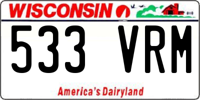 WI license plate 533VRM