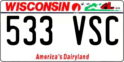 WI license plate 533VSC