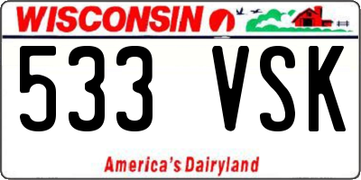 WI license plate 533VSK
