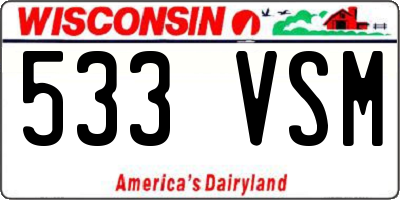 WI license plate 533VSM