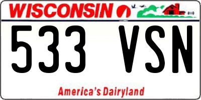 WI license plate 533VSN
