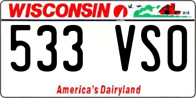 WI license plate 533VSO