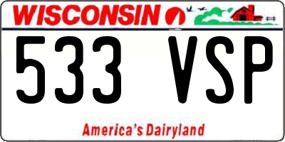 WI license plate 533VSP