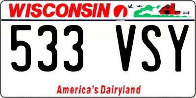 WI license plate 533VSY