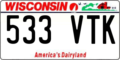 WI license plate 533VTK