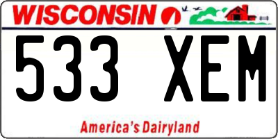 WI license plate 533XEM