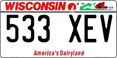 WI license plate 533XEV