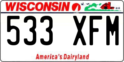 WI license plate 533XFM