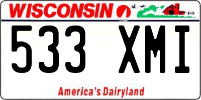 WI license plate 533XMI