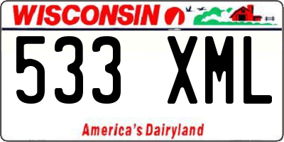 WI license plate 533XML