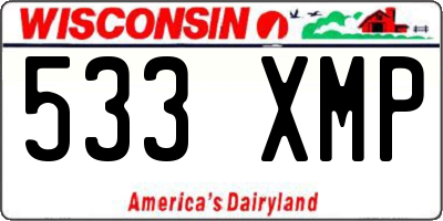 WI license plate 533XMP