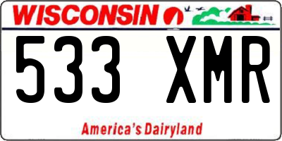 WI license plate 533XMR