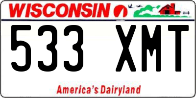 WI license plate 533XMT