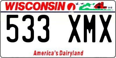 WI license plate 533XMX