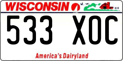 WI license plate 533XOC