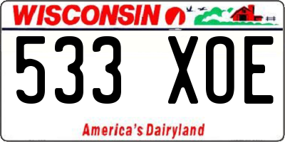 WI license plate 533XOE