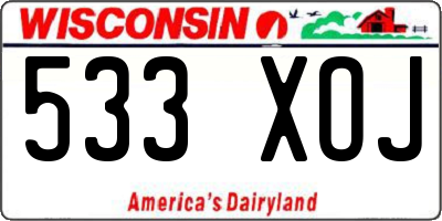 WI license plate 533XOJ