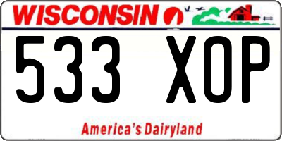 WI license plate 533XOP