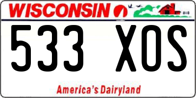 WI license plate 533XOS