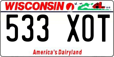 WI license plate 533XOT