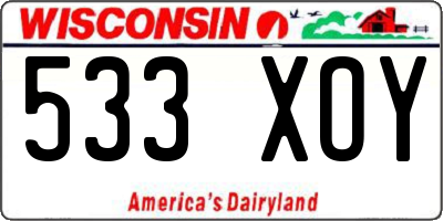 WI license plate 533XOY
