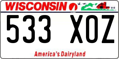 WI license plate 533XOZ