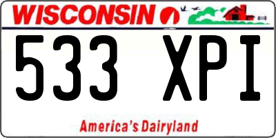 WI license plate 533XPI