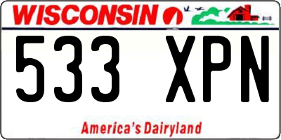 WI license plate 533XPN