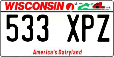 WI license plate 533XPZ