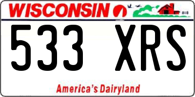 WI license plate 533XRS