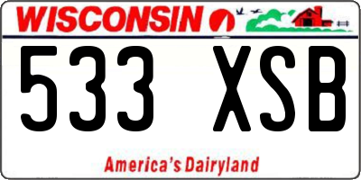 WI license plate 533XSB