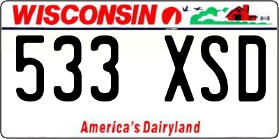 WI license plate 533XSD