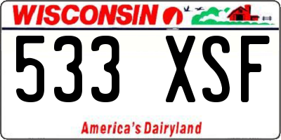 WI license plate 533XSF